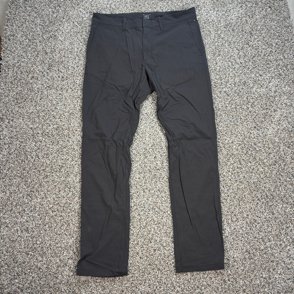 J Crew 484 Slim Stretch Chino Pants Men 31x30 Black Tech Trousers Zipper Pockets